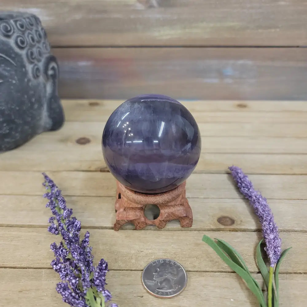Purple Fluorite Sphere (1 3/4’’ to 3 1/2’’) – Intuition & Focus Crystal | The Mystical Moons - 9. FLUORITE SPHERE - 2