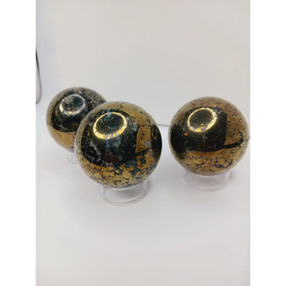🖤💛 Pyrite and Black Quartz Sphere 2’’ – Protection Manifestation and Empowerment ✨ - Spheres