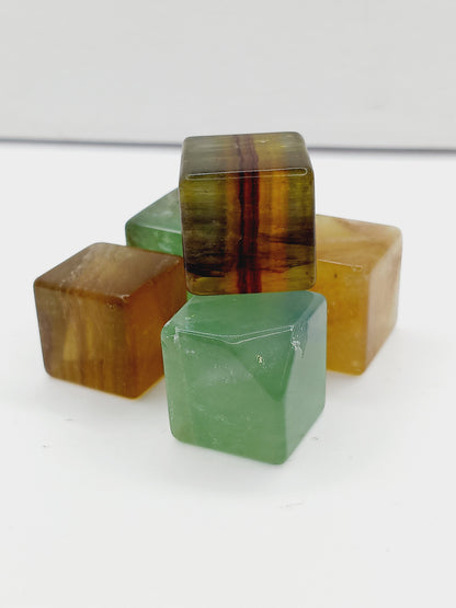 🌈✨ Rainbow Fluorite Cube or Octahedron 1 Inch – Clarity Balance and Sacred Geometry 🌀 - Cube - Tumbles