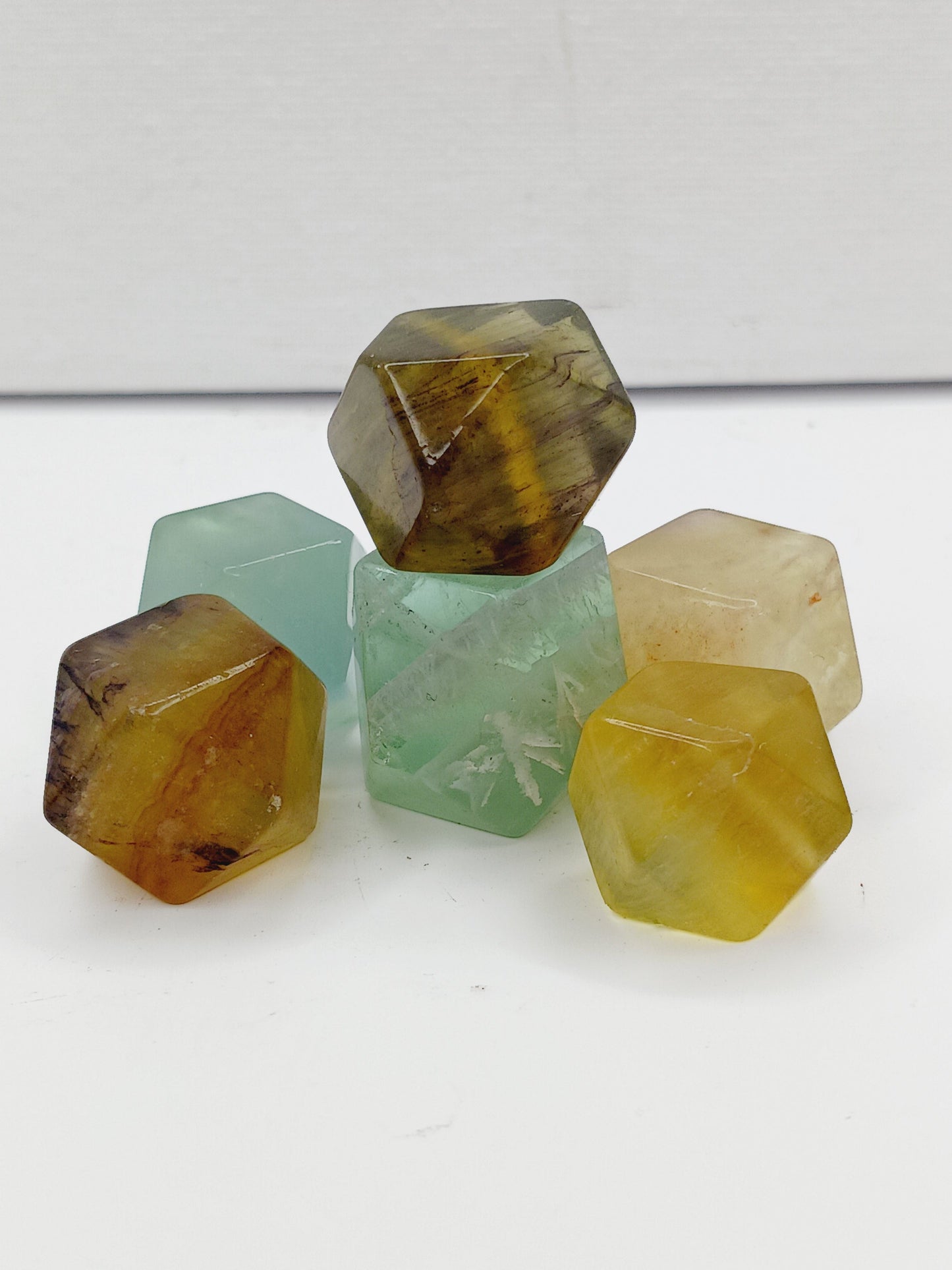 🌈✨ Rainbow Fluorite Cube or Octahedron 1 Inch – Clarity Balance and Sacred Geometry 🌀 - Octahedron - Tumbles