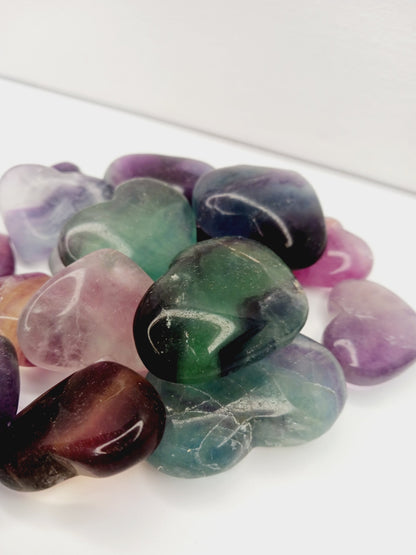 🌈💚 Rainbow Fluorite Heart – Focus Harmony and Intuitive Clarity 💜 - Rainbow Fluorite Hearts 1.25’’- 1.75’’ - Carvings
