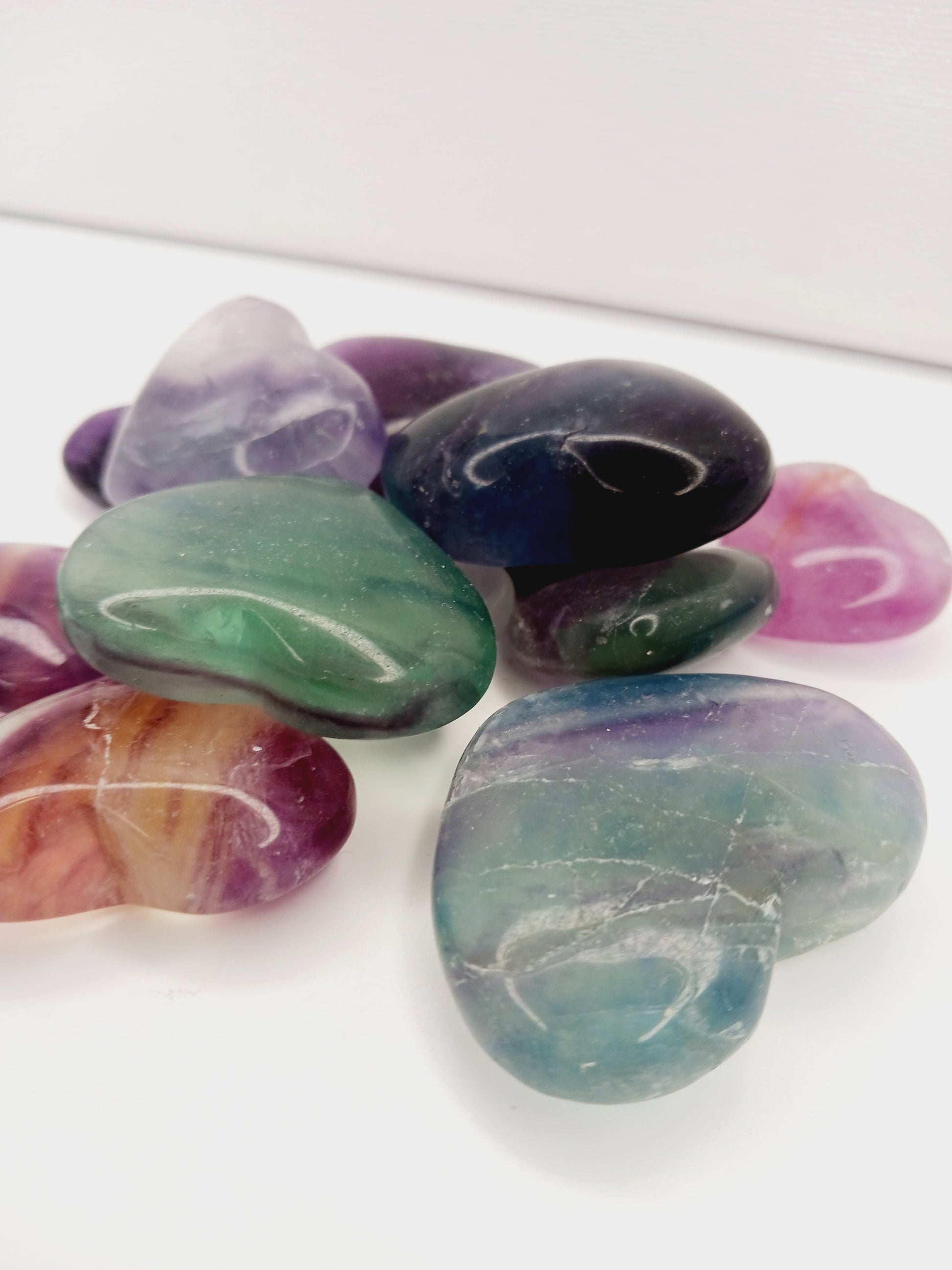 🌈💚 Rainbow Fluorite Heart – Focus Harmony and Intuitive Clarity 💜 - Rainbow Fluorite Hearts 1.25’’- 1.75’’ - Carvings