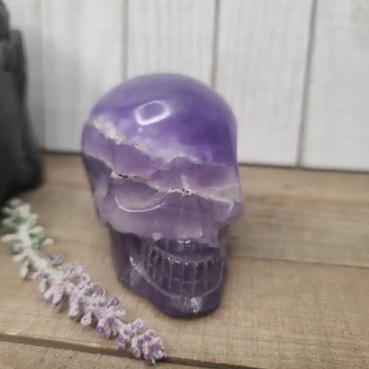 🌈💀 Rainbow Fluorite Skull – Focus Clarity and Spiritual Protection ✨ - 4 - Carvings