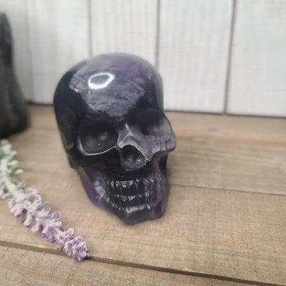 🌈💀 Rainbow Fluorite Skull – Focus Clarity and Spiritual Protection ✨ - Carvings