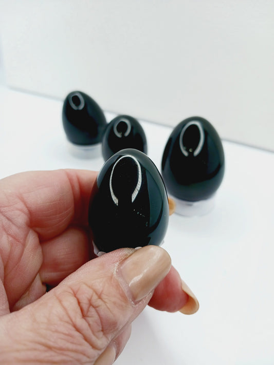 🌈🖤 Rainbow Obsidian Egg – Healing and Protection Intuitive Pick ✨ - Spheres