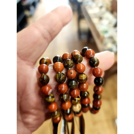 🔥 Red Jasper Tiger’s Eye Bracelet - 8mm Beads ✨ - OMC BRACELETS