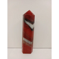 Hand-carved Red Jasper point with a clear quartz band, featuring vibrant red tones and a striking clear quartz stripe, displayed on a white background.