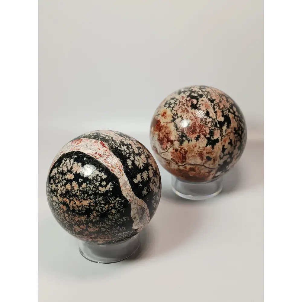 🔴❄️ Red Snowflake Obsidian Sphere 2.5’’ – Balance & Strength ❄️🔴 - Spheres