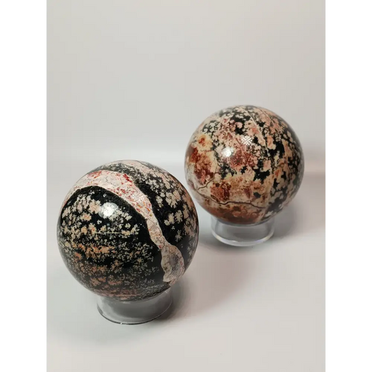 🔴❄️ Red Snowflake Obsidian Sphere 2.5’’ – Balance & Strength ❄️🔴 - Spheres