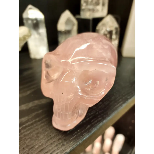 👽💗 Rose Quartz Alien Skull – 5.75’’ x 3’’ – Cosmic Love & Universal Compassion! 🌌 - Carvings