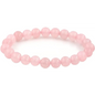 Polished rose quartz bracelet with 8mm soft pink beads, displayed on a white background. Perfect for love, compassion, and heart healing.