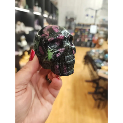 💀✨ Ruby Zoisite Skull (2.75’’) – Vitality Transformation & Heart Healing! 💚❤️ - 2 - Carvings