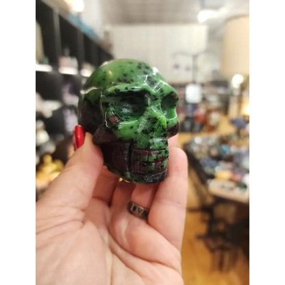 💀✨ Ruby Zoisite Skull (2.75’’) – Vitality Transformation & Heart Healing! 💚❤️ - 4 - Carvings