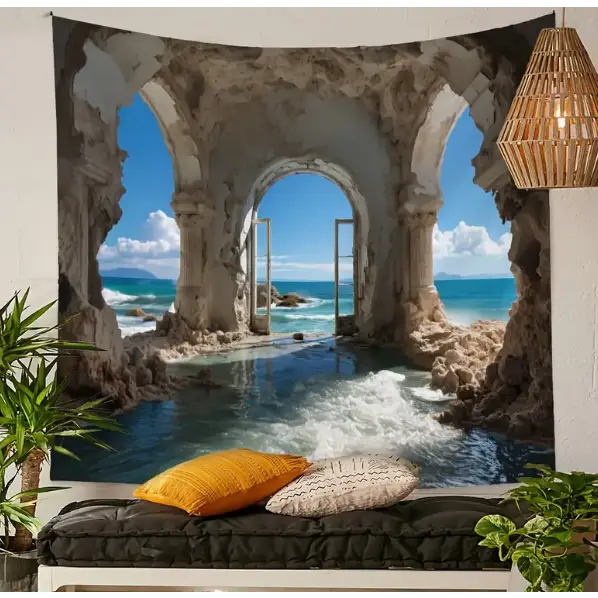 🌊 Sea Wall Cave Tapestry - Available in 2 Sizes ✨ - 78 x 59’’ - Tapestry