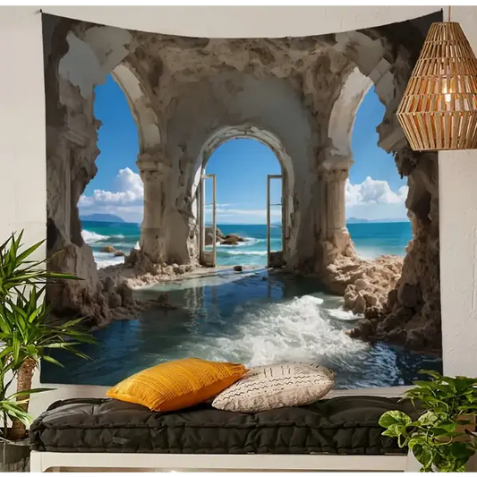 🌊 Sea Wall Cave Tapestry - Available in 2 Sizes ✨ - 78 x 59’’ - Tapestry