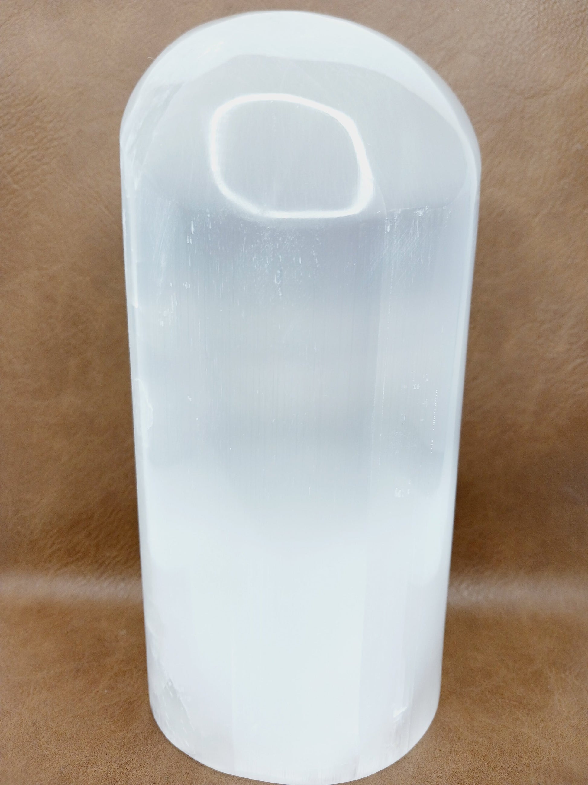 🤍✨ Selenite Smooth Pillar with Rounded Top 6’’ – Radiant Clarity Cleansing and Lighted Display Magic! 🌙 - Free Forms
