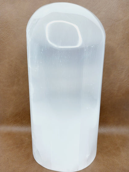 🤍✨ Selenite Smooth Pillar with Rounded Top 6’’ – Radiant Clarity Cleansing and Lighted Display Magic! 🌙 - Free Forms