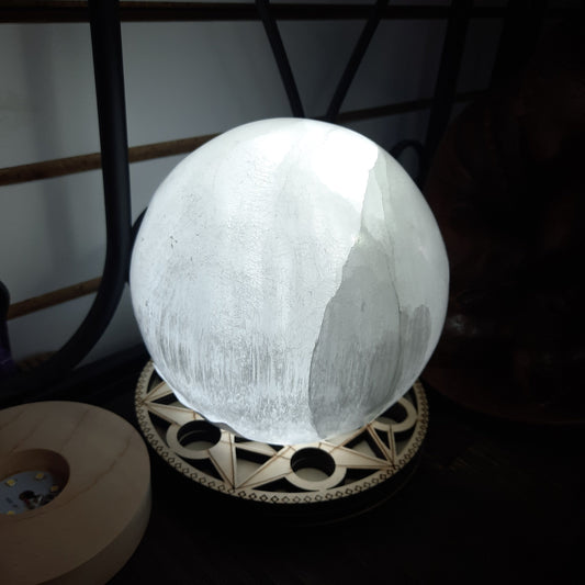 Selenites Sphere with Lighted Base - Spheres