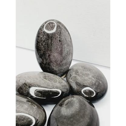 🌟🖤 Silver Sheen Obsidian Palmstone – Reflection and Protection ✨ - PALM