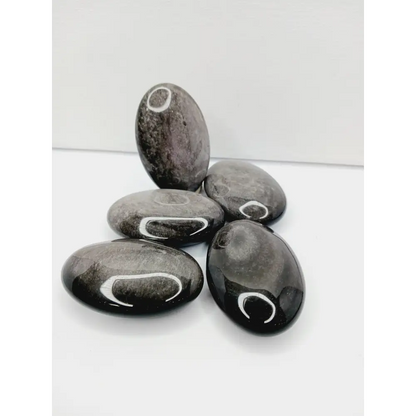 🌟🖤 Silver Sheen Obsidian Palmstone – Reflection and Protection ✨ - PALM