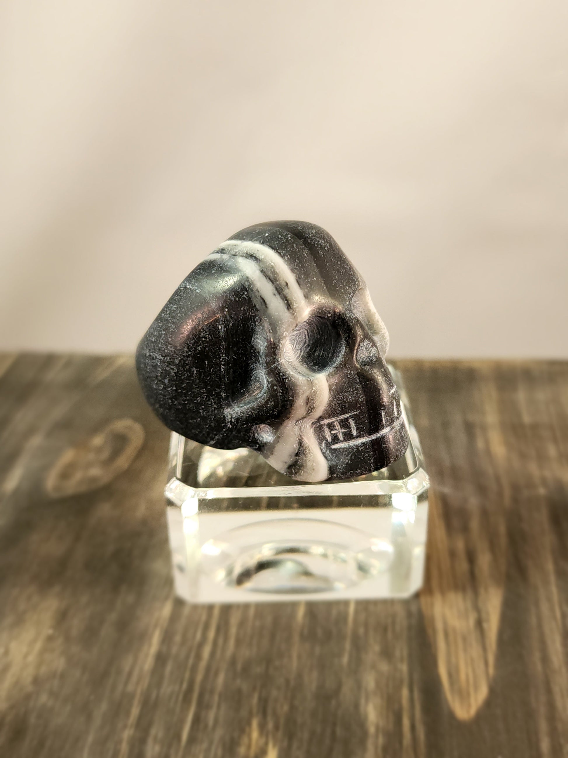 💀 Skull Rings - Green Aventurine & Black and White Calcite (Shamanite) ✨ - Shamanite - Jewelry