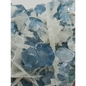 Sky blue fluorite with creamy calcite specimen, 4 x 5 inches, featuring unique blue and white patterns, displayed on a white background.