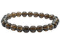 Polished smokey quartz bracelet with 8mm earthy brown beads, displayed on a white background. Perfect for grounding, protection, and calm.