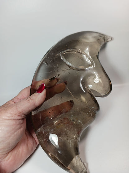 🌑✨ Smoky Quartz Moon – Grounding and Lunar Magic 🌙✨ -9.5’’ - Carvings