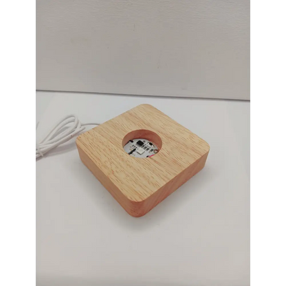 🪵✨ Square Wood Sphere Stand – LED White (Two Styles) – Illuminate Ground and Display Your Treasures 🌟 - Rounded Square