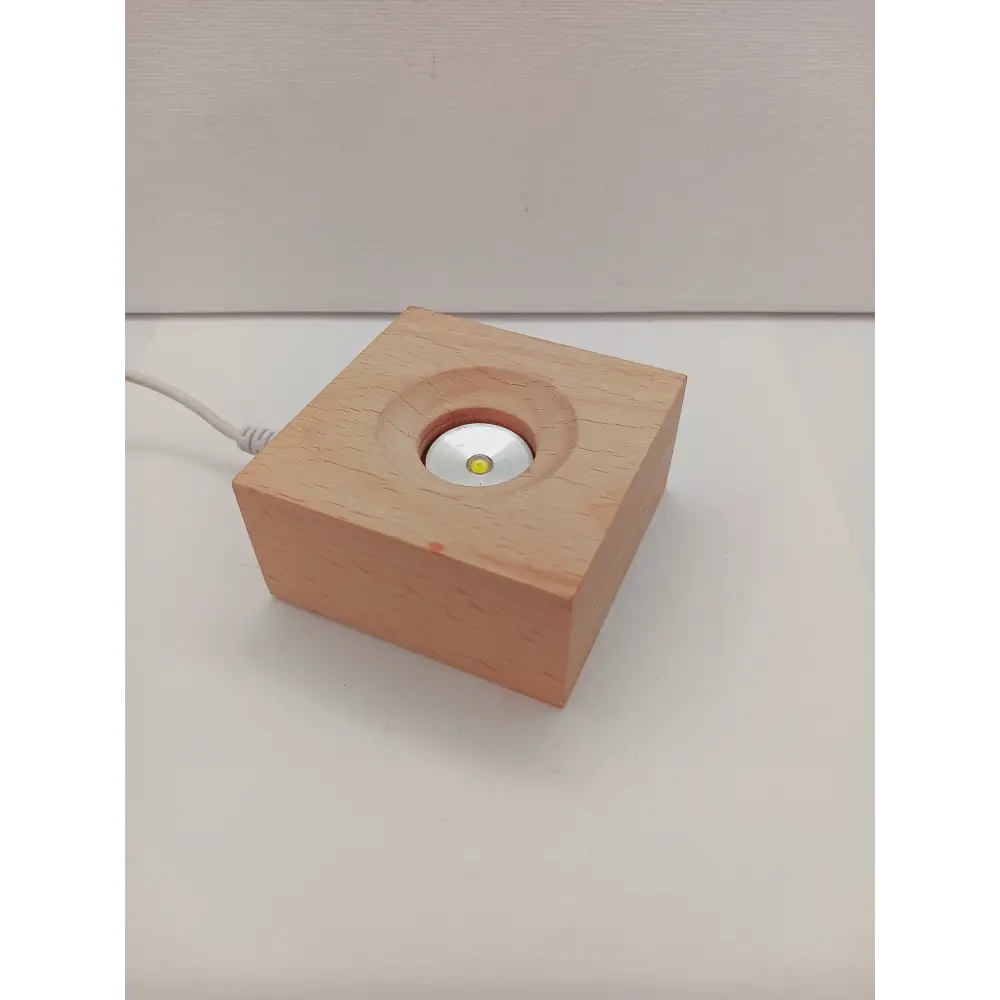 🪵✨ Square Wood Sphere Stand – LED White (Two Styles) – Illuminate Ground and Display Your Treasures 🌟 - Taller Square