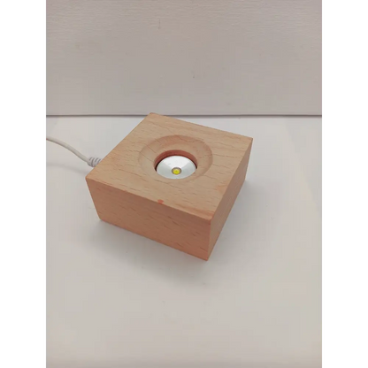🪵✨ Square Wood Sphere Stand – LED White (Two Styles) – Illuminate Ground and Display Your Treasures 🌟 - Taller Square