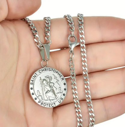 St. Christopher Medal Stainless Steel Necklace - Jewelry