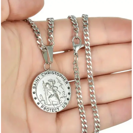 St. Christopher Medal Stainless Steel Necklace - Jewelry