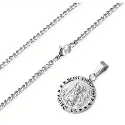 St. Christopher Medal Stainless Steel Necklace - Jewelry