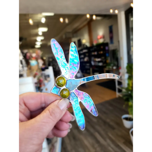 🐉 Stained Glass Dragonflies - 4.5’’ 🌈 - Teal - Home Decor