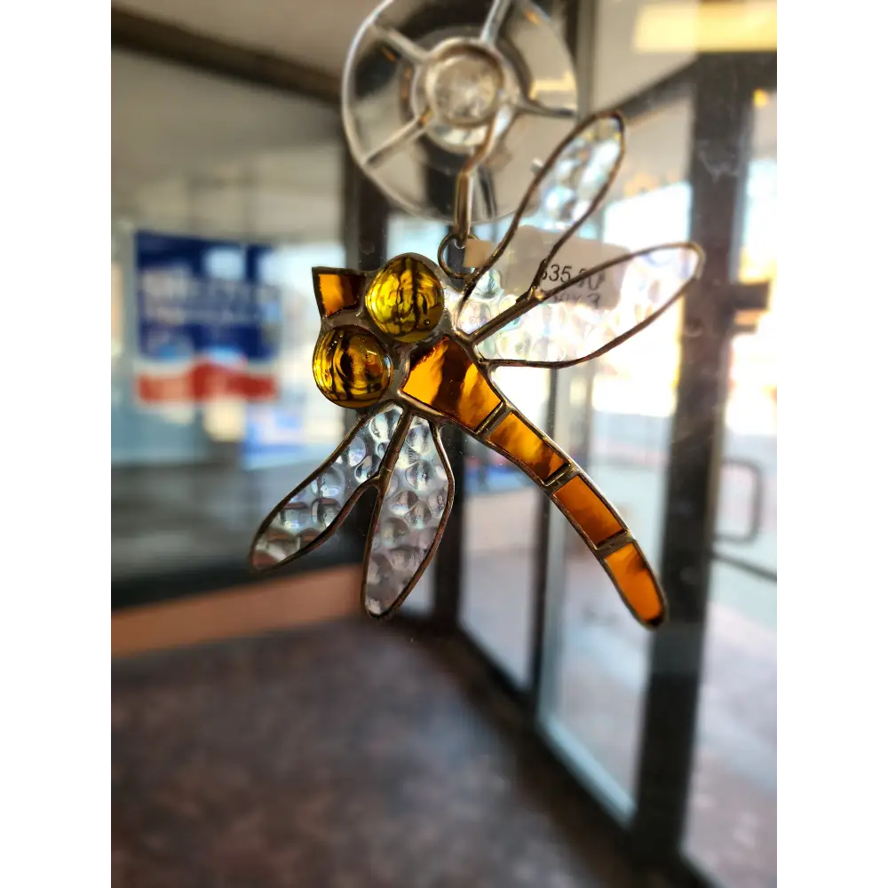 🐉 Stained Glass Dragonflies - 4.5’’ 🌈 - Yellow - Home Decor