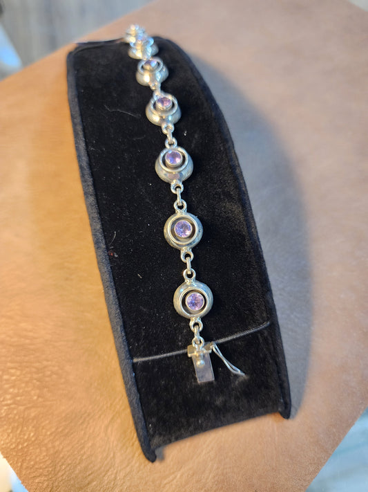 ✨ Sterling Silver Amethyst Shadowbox Bracelet ✨ - Jewelry