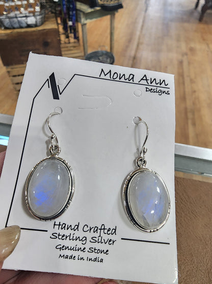 🌙✨ Sterling Silver Rainbow Moonstone Earrings – Lunar Light & Intuitive Beauty! 💎 - Jewelry