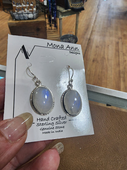 🌙✨ Sterling Silver Rainbow Moonstone Earrings – Lunar Light & Intuitive Beauty! 💎 - Jewelry