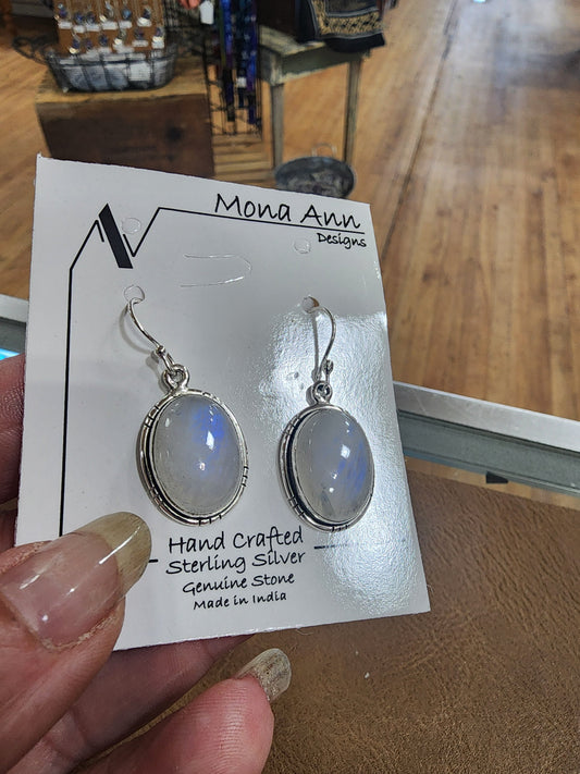 🌙✨ Sterling Silver Rainbow Moonstone Earrings – Lunar Light & Intuitive Beauty! 💎 - Jewelry