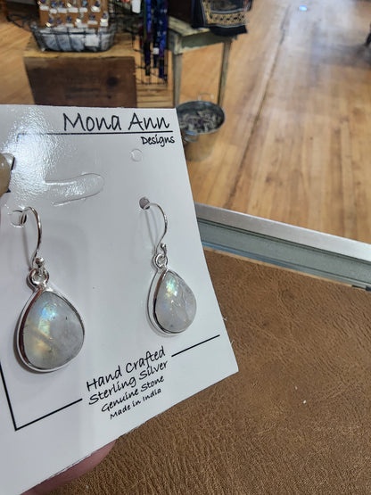 🌙✨ Sterling Silver Rainbow Moonstone Teardrop Earrings – Divine Feminine & Lunar Magic! 💎 - Jewelry
