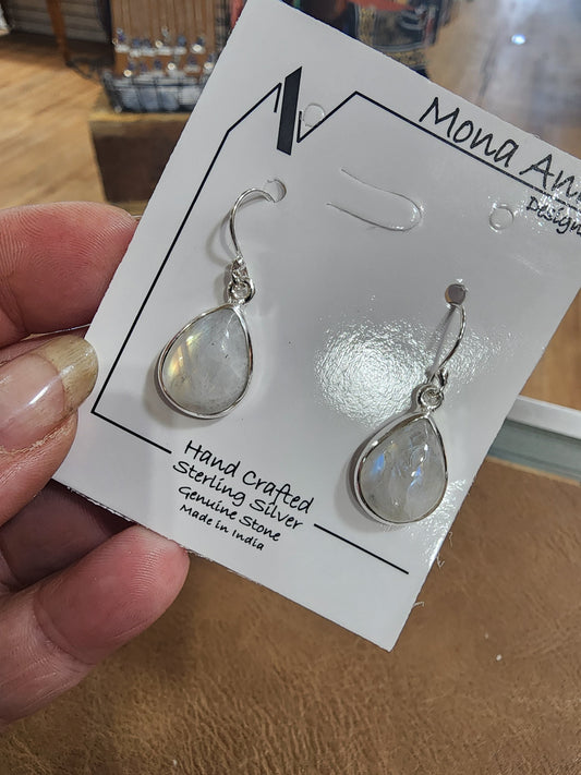 🌙✨ Sterling Silver Rainbow Moonstone Teardrop Earrings – Divine Feminine & Lunar Magic! 💎 - Jewelry