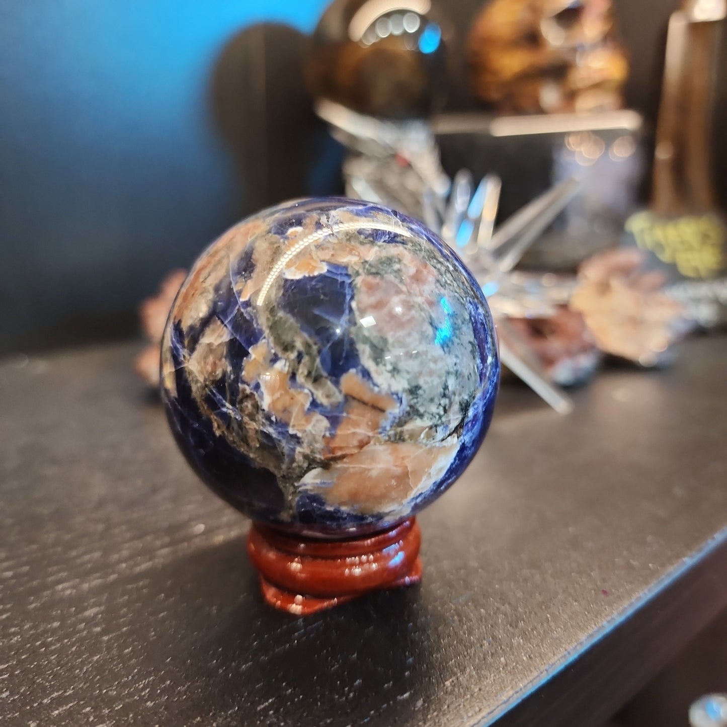 🌅🔵 Sunset Sodalite Spheres (Sunstone and Sodalite) – Joy Insight and Balanced Energy! 🔵🌅 - 13 - Spheres
