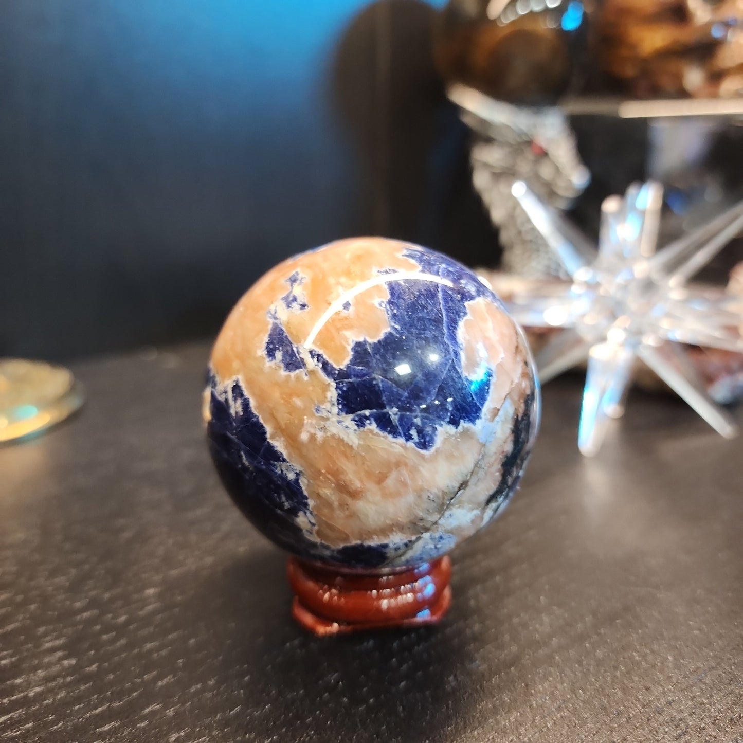 🌅🔵 Sunset Sodalite Spheres (Sunstone and Sodalite) – Joy Insight and Balanced Energy! 🔵🌅 - 6 - Spheres