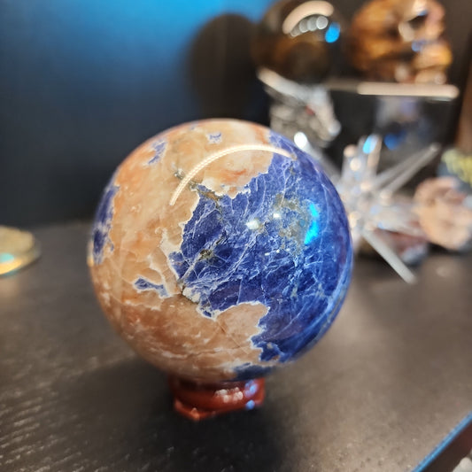 🌅🔵 Sunset Sodalite Spheres (Sunstone and Sodalite) – Joy Insight and Balanced Energy! 🔵🌅 - 1 - Spheres
