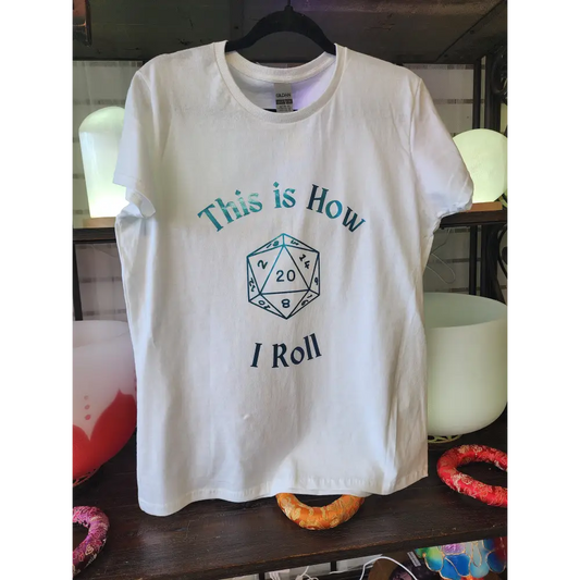 This is How I Roll - Spiritual Tshirt Designs - White / Large- Irridescent Blue Graphic - Clothing & Apparel