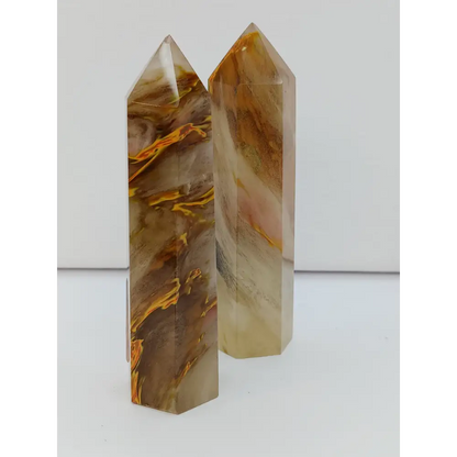 🐅✨ Tiger Skin Smelting Quartz Sphere 3.5’’ – Reiki and Empowerment! 🧡🤎 - Tigers Skin Smelting Points - Towers