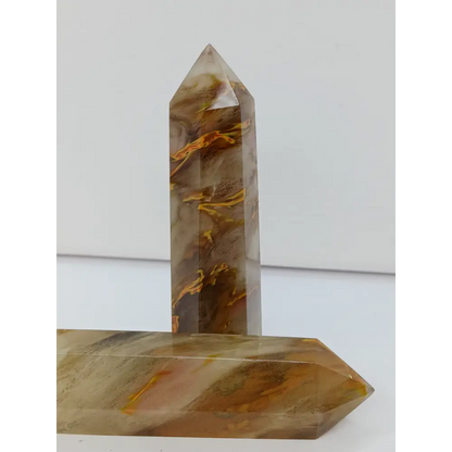 🐅✨ Tiger Skin Smelting Quartz Sphere 3.5’’ – Reiki and Empowerment! 🧡🤎 - Tigers Skin Smelting Points - Towers