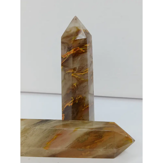 🐅✨ Tiger Skin Smelting Quartz Sphere 3.5’’ – Reiki and Empowerment! 🧡🤎 - Tigers Skin Smelting Points - Towers