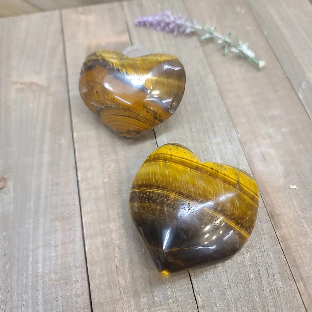 Tiger’s Eye Hearts - 3 - 2.5’’ - Carvings